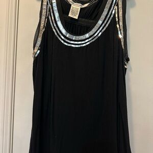 Diane von Fursenburg - Elegant Black and Silver Women's Top